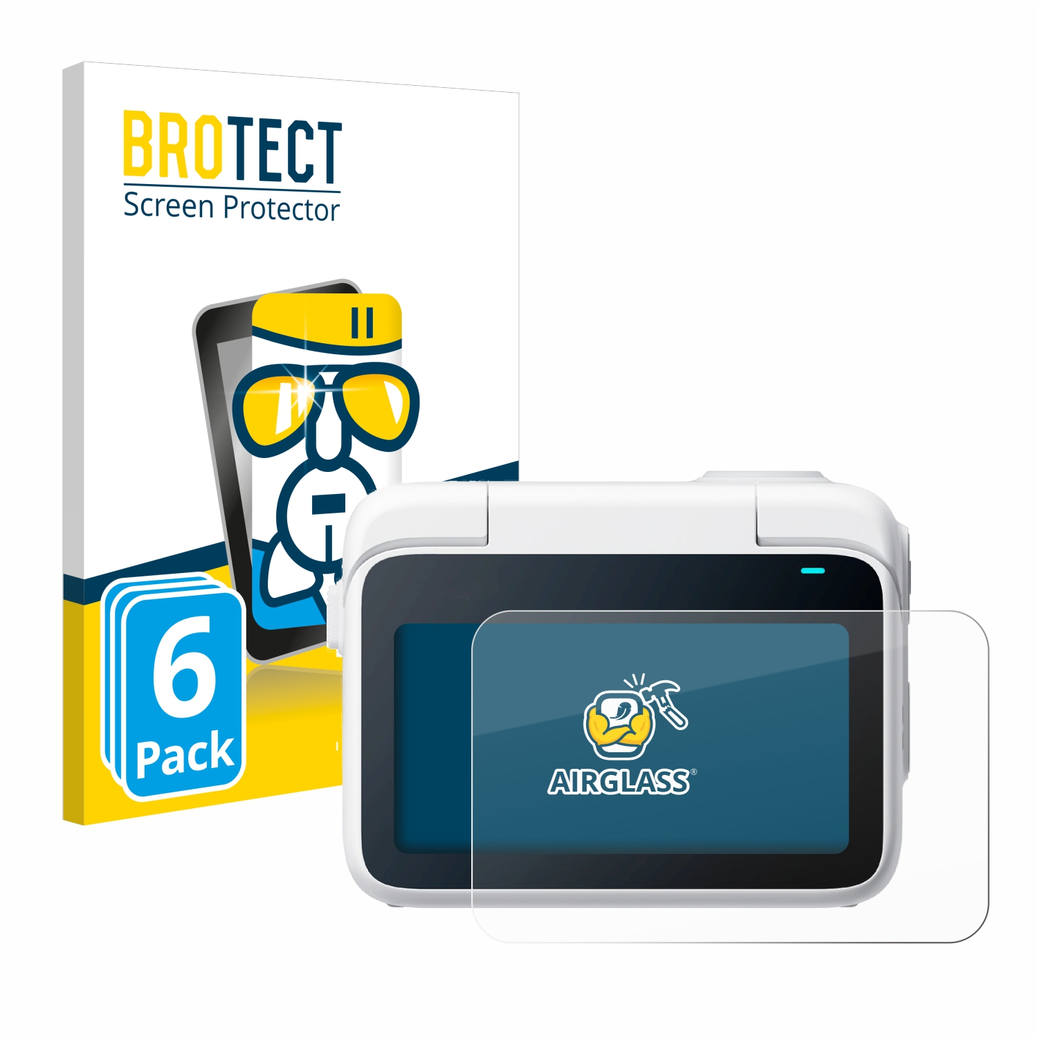 BROTECT 6x Action Schutzfolie(für Insta360 Cam) Airglass Go klare 3