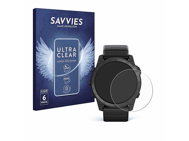 SAVVIES 6x klare Schutzfolie(für Garmin Tactix 7 AMOLED)