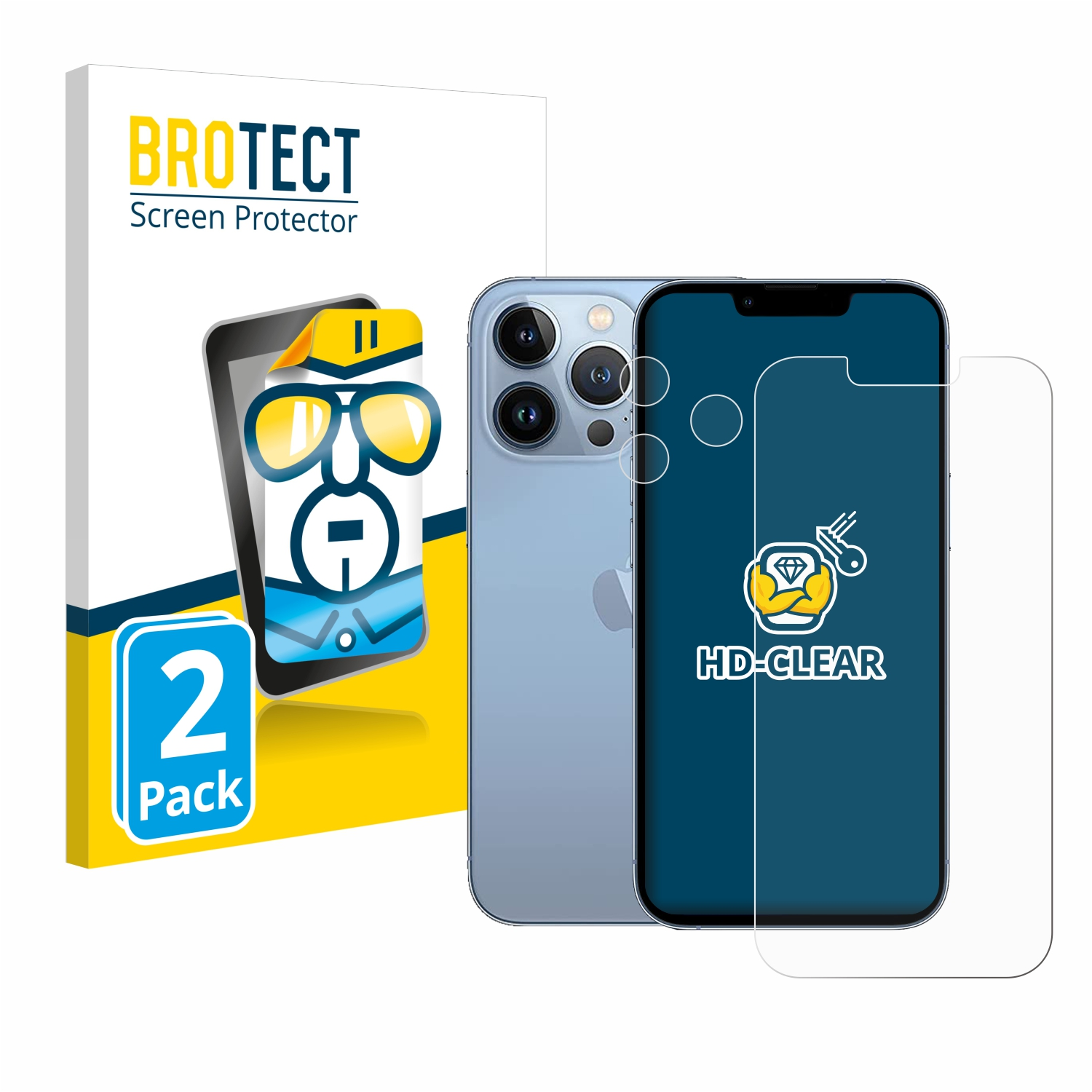 2x iPhone Apple BROTECT Pro) 13 klare Schutzfolie(für