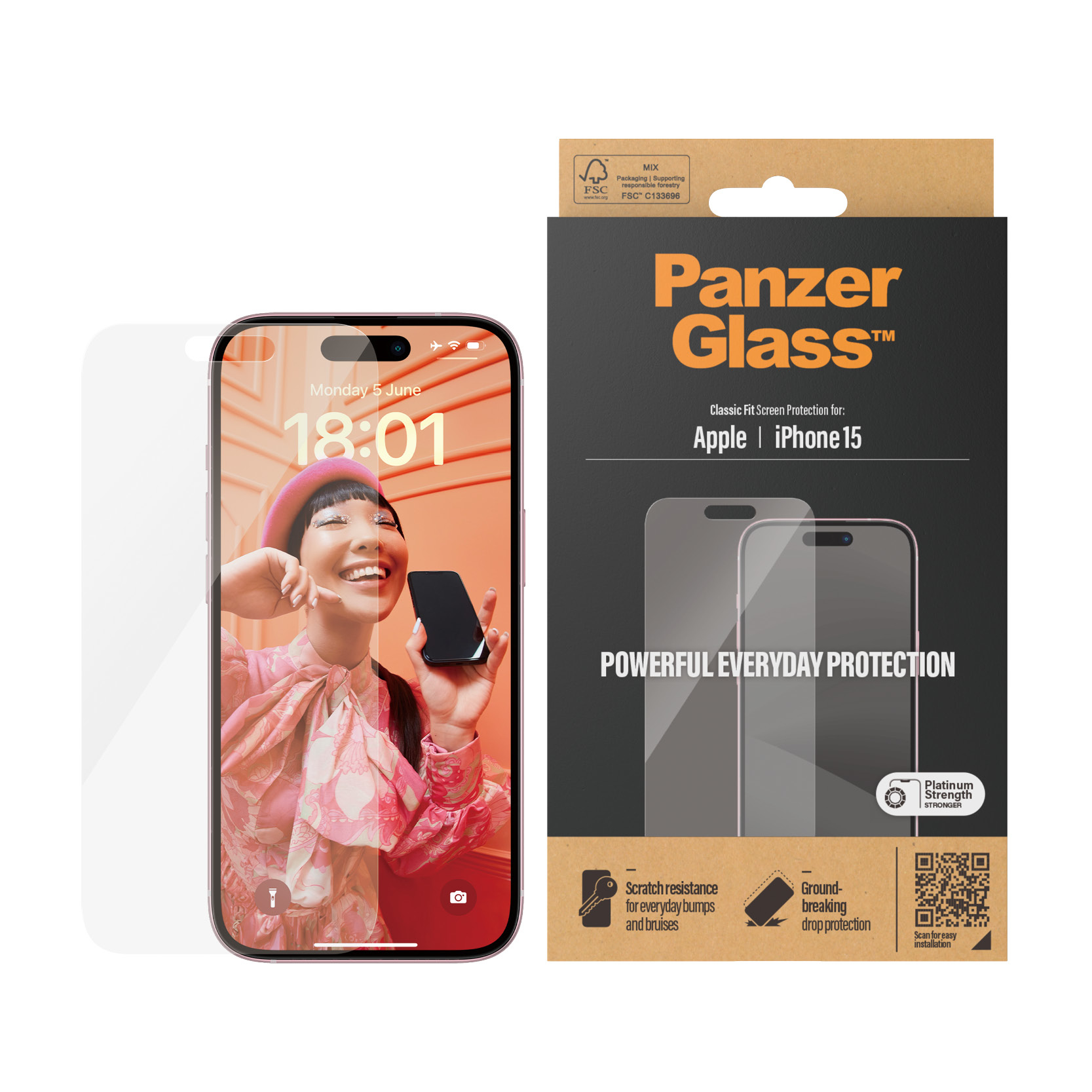 PANZERGLASS Folie Apple iPhone Schutzglas 15) Schutzglas(für Display Panzer