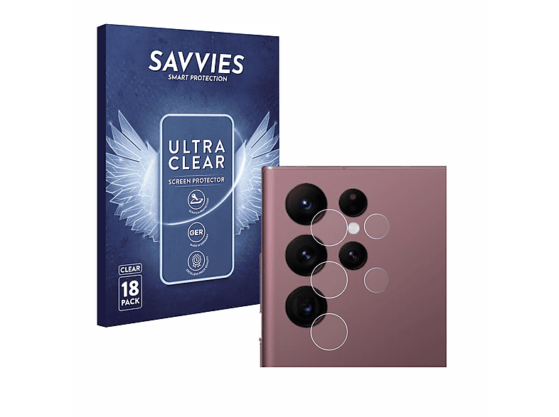 SAVVIES 18x klare Schutzfolie(für Samsung Galaxy S22 Ultra 5G Enterprise Edition)