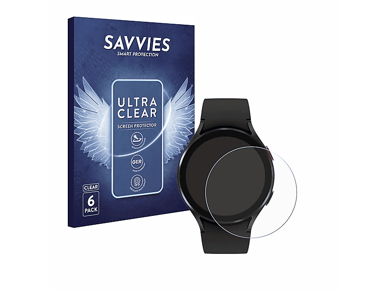 SAVVIES 6x klare Schutzfolie(für Samsung Galaxy Watch 4 (44mm))