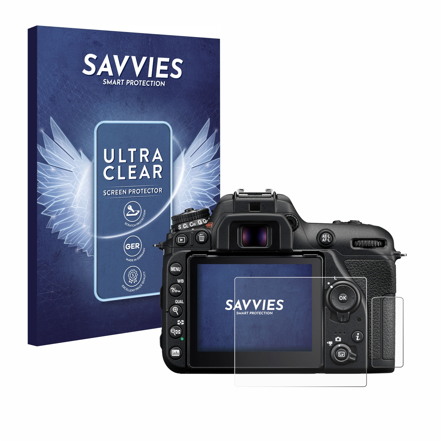 SAVVIES 18x klare Schutzfolie(für Nikon D7500)