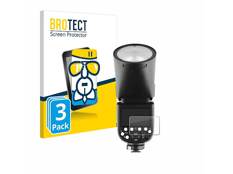 BROTECT 3x Airglass klare Schutzfolie(für V1) Godox