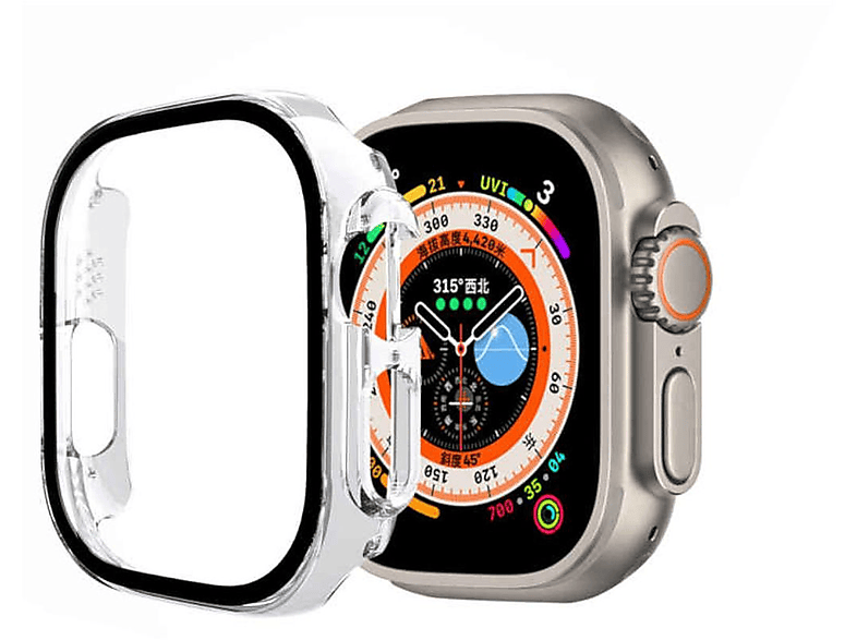 WIGENTO 2 in 1 360 Grad Hülle + H9 Hart Glas Panzer Folie Smartwatchhülle(für Apple Watch Ultra 1 + 2 49mm)