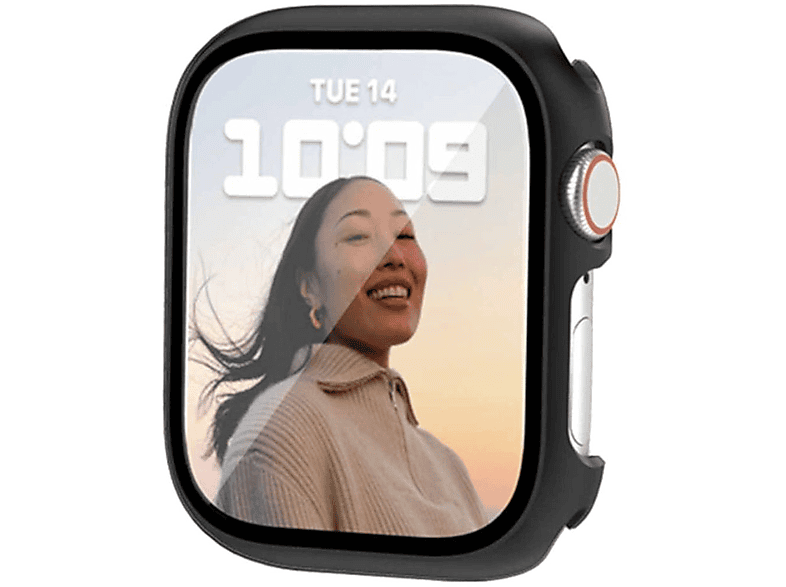 WIGENTO 2 in 1 Schock Design Hülle + H9 Hart Glas Smartwatchhülle(für Apple Watch Series 9 8 7 45mm / 6 SE und 2023 2022 5 4 44mm)