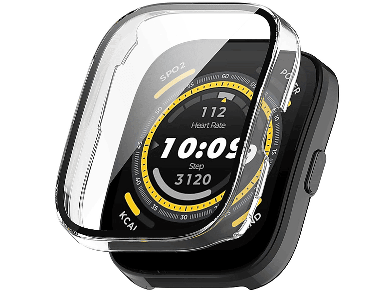 WIGENTO Kunststoff Smart Watch Hülle mit H9 Glas Watch Schutz Hülle(für Amazfit Bip 5)