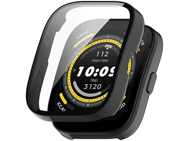 mit Watch Hülle(für Kunststoff 5) WIGENTO Schutz Hülle H9 Smart Watch Amazfit Bip Glas