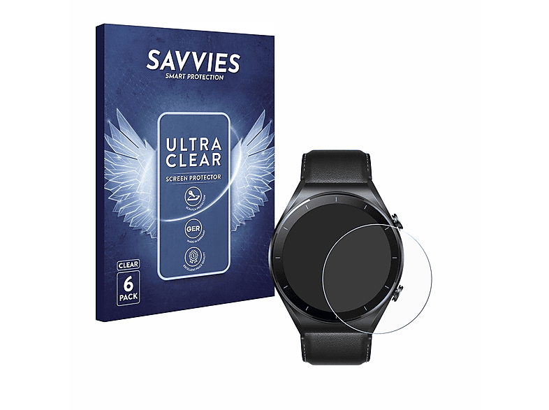 SAVVIES 6x klare Schutzfolie(für Xiaomi Watch S1)