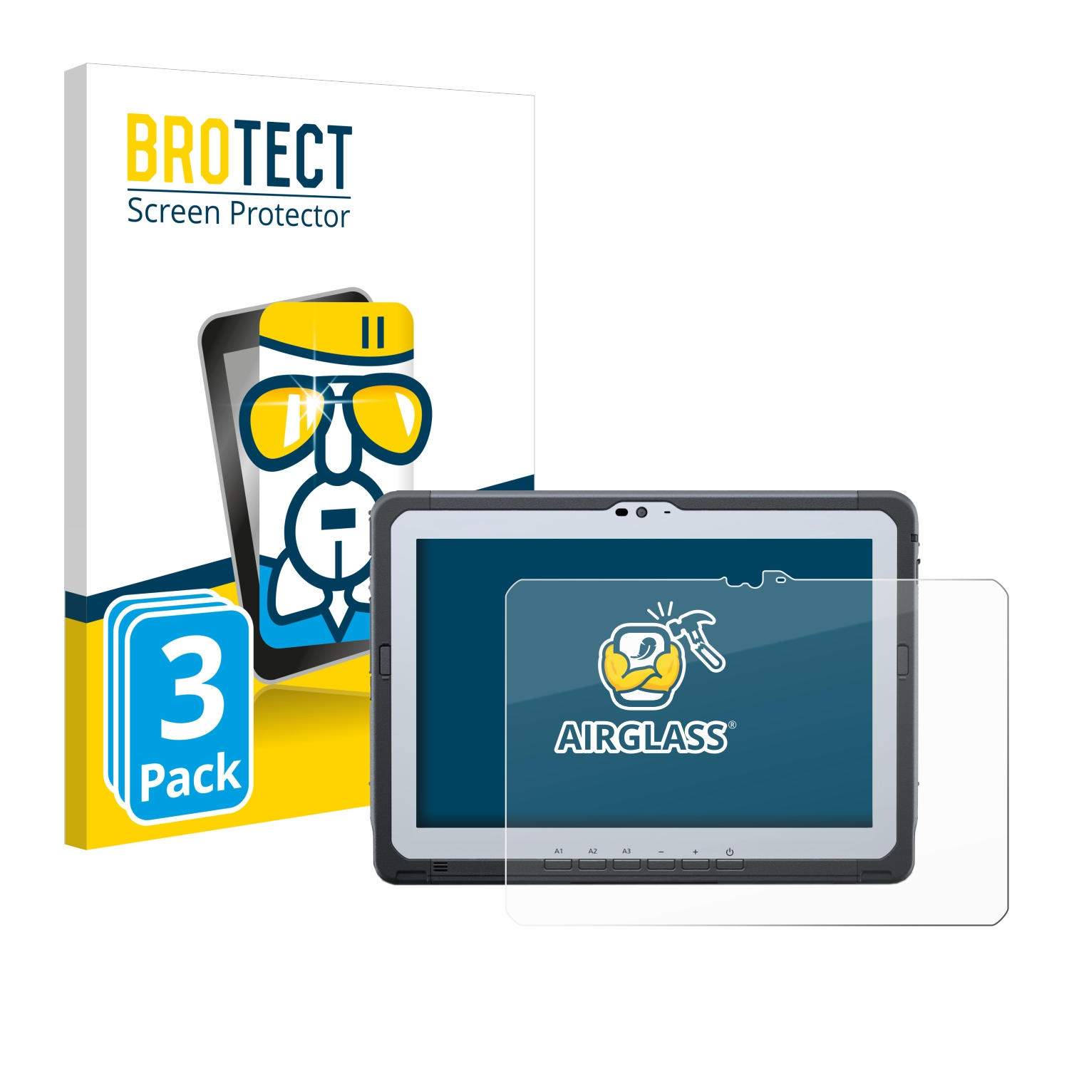 BROTECT 3x Airglass klare Panasonic Toughbook A3) Schutzfolie(für