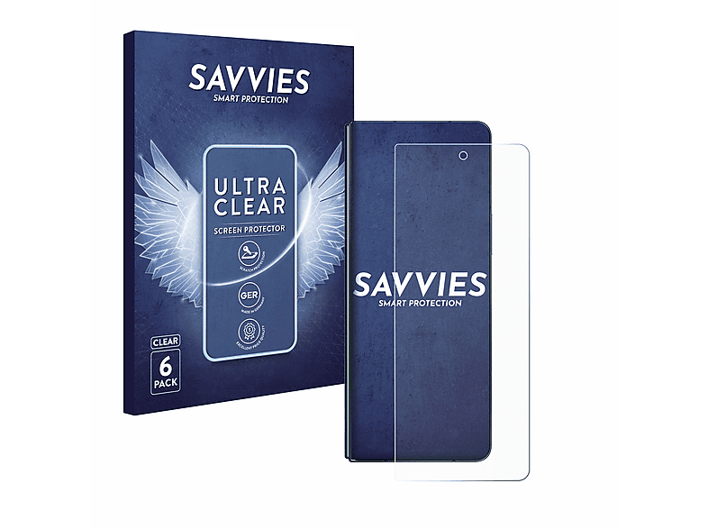 SAVVIES 6x klare Schutzfolie(für Samsung Z Fold Galaxy 4)