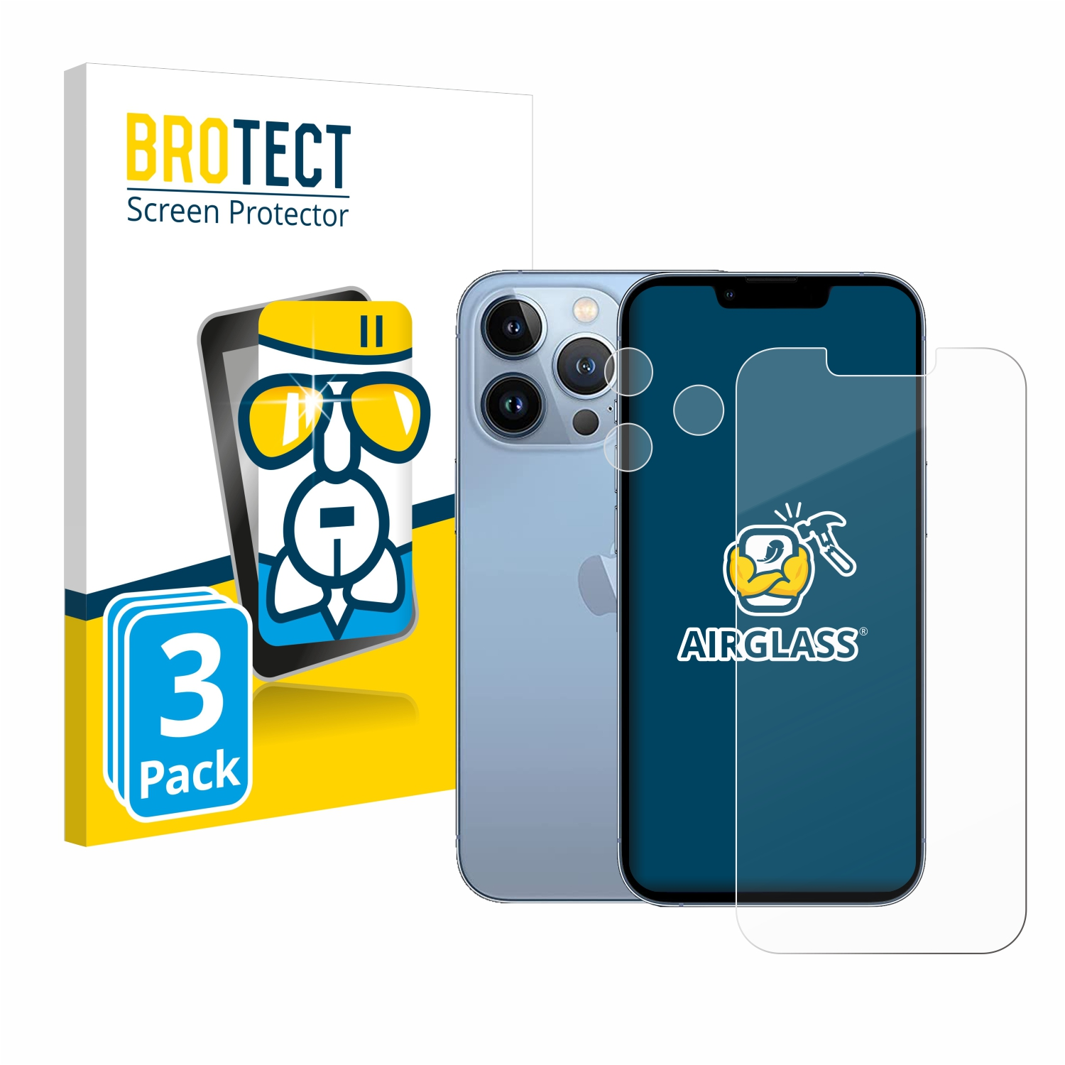BROTECT 3x Airglass klare Schutzfolie(für 13 Pro) Apple iPhone
