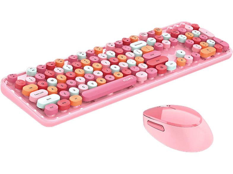 SYNTEK Kabellose Tastatur und Maus Trio Farbe Mädchen Punk Tastatur Büro Set, Tastatur Maus Set, rosa