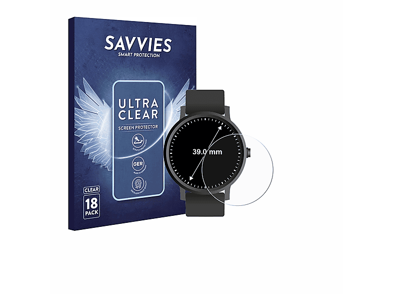 SAVVIES 18x klare Schutzfolie(für Universal Kreisrunde Displays (ø: 39 mm))