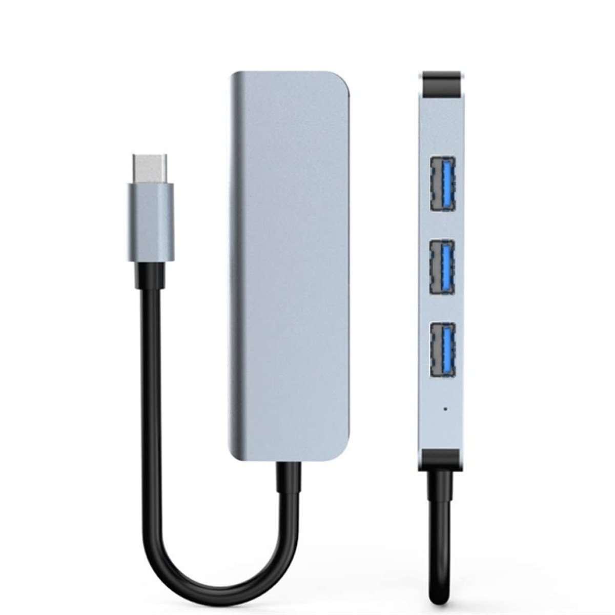 INF Dualer Typ-C-USB-A-Hub USB3.0-Anschlüssen 4 mit Hub, Silbergrau