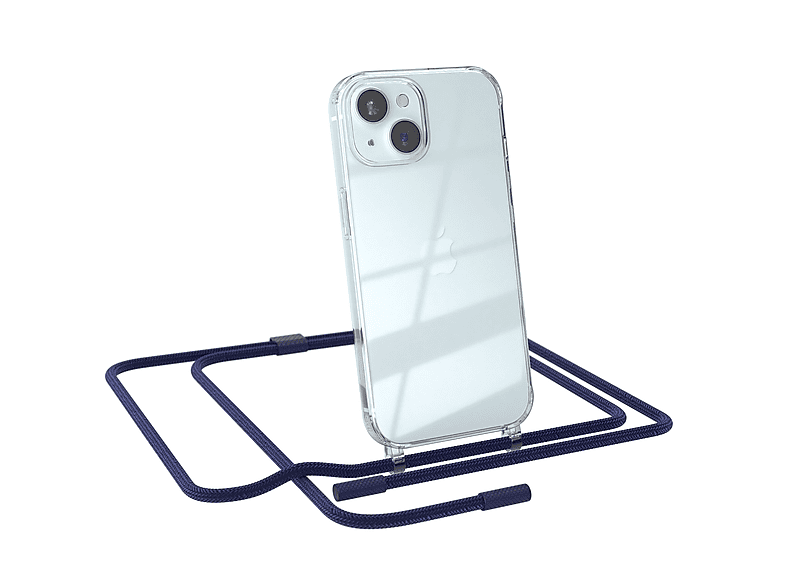 mit Transparente Umhängetasche, / Handyhülle unifarbend, runder CASE Nachtblau 15, Kette Dunkelblau iPhone EAZY Apple,