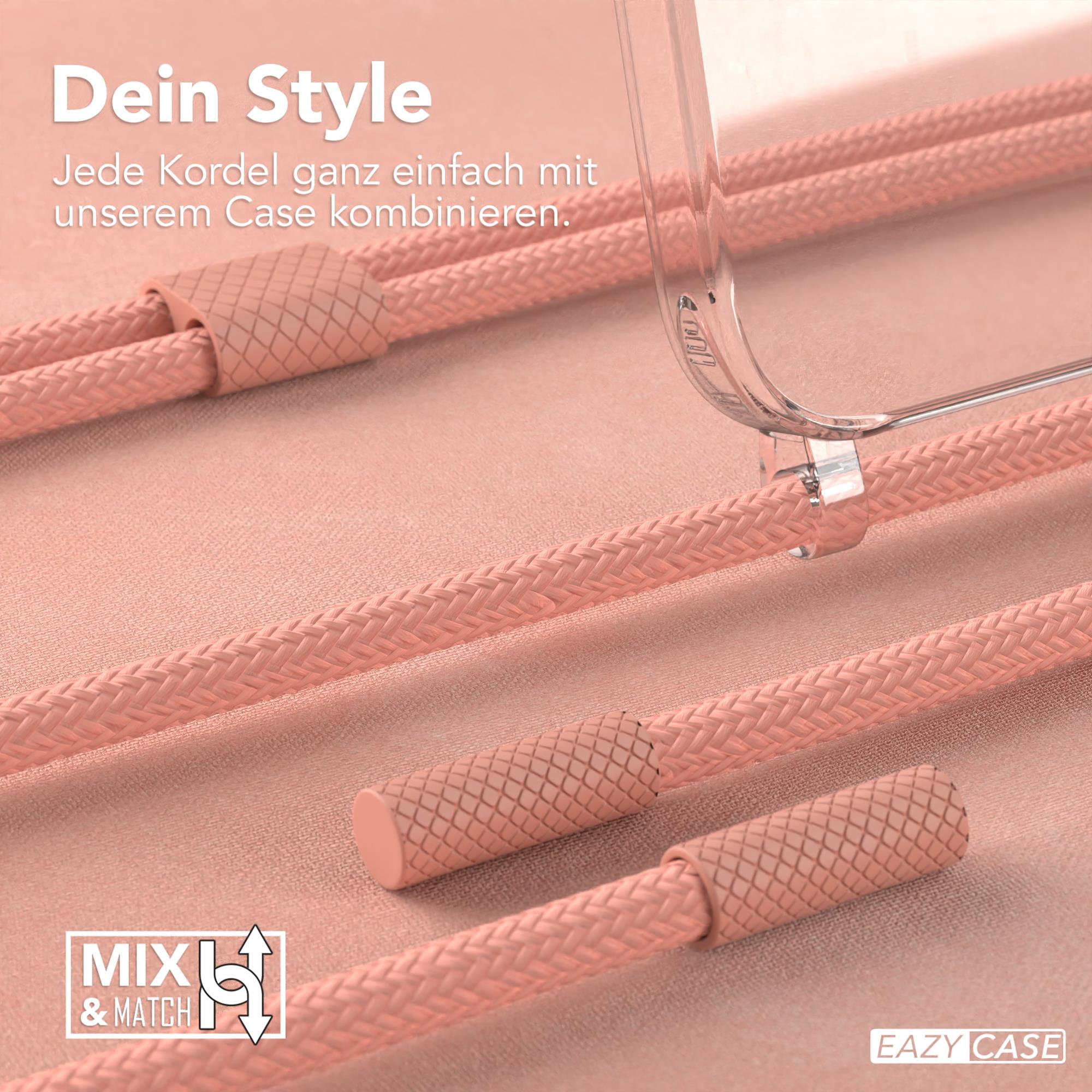 Nahaufnahme von rosa Kordeln und Steckverbindern. Das Bild hebt die Details und Texturen hervor.