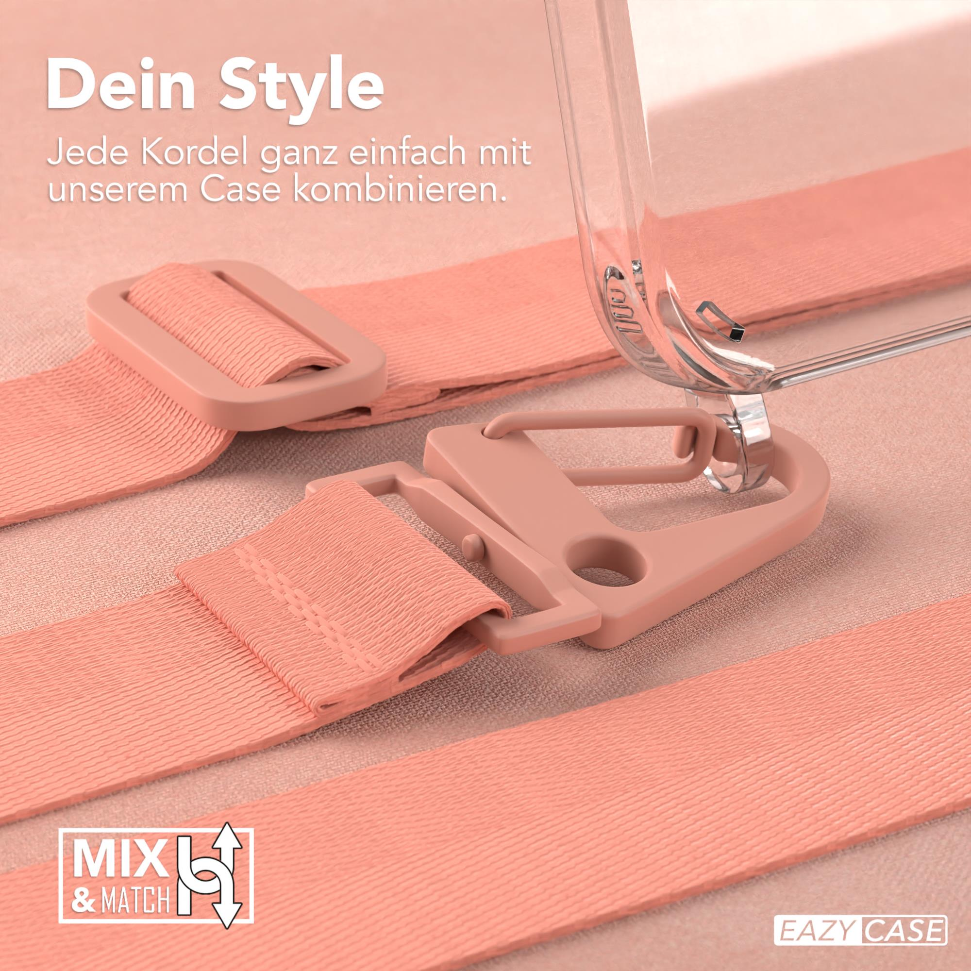 Rosa Handyhülle mit rosa Band. Hülle ist transparent. Text: Dein Style.