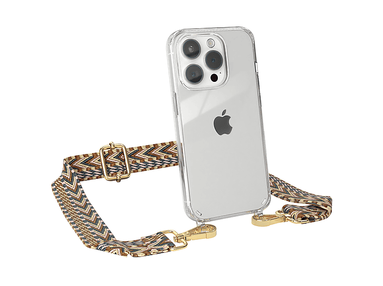 Mix Umhängetasche, 15 Boho Pro, EAZY CASE mit iPhone Apple, Style, Handyhülle Braun Kordel Transparente