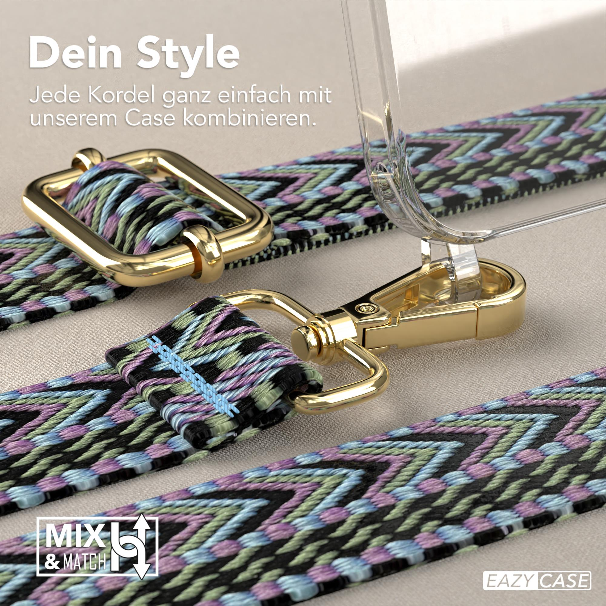 Nahaufnahme von Handyhüllenriemen und Anschlüssen. Text: Mix & Match.