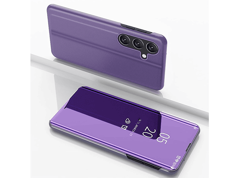 WIGENTO View Smart Spiegel Mirror UP S23 Cover mit Violett 5G, Blau Funktion, Bookcover, Wake FE Galaxy Samsung