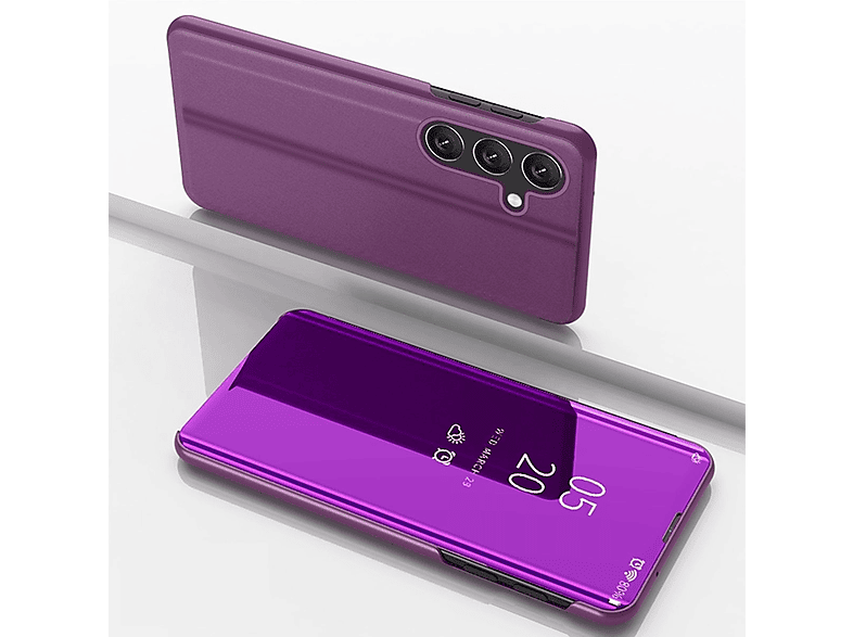 FE 5G, Samsung, UP Cover WIGENTO mit Wake Bookcover, S23 Funktion, Smart Mirror Lila Galaxy Spiegel View
