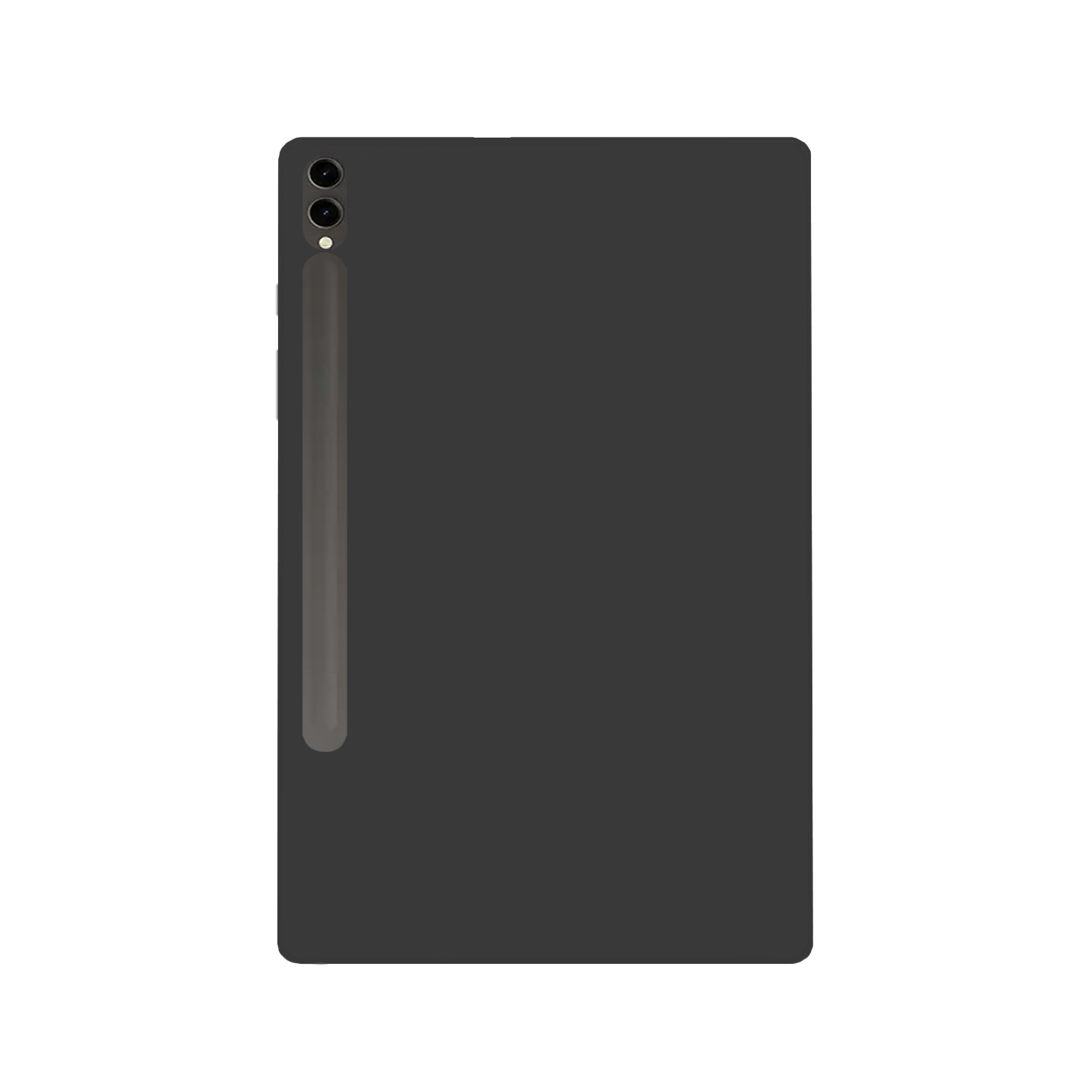 Ein Tablet mit einem angebrachten Eingabestift. Das Tablet ist schwarz und hat eine Kamera oben.