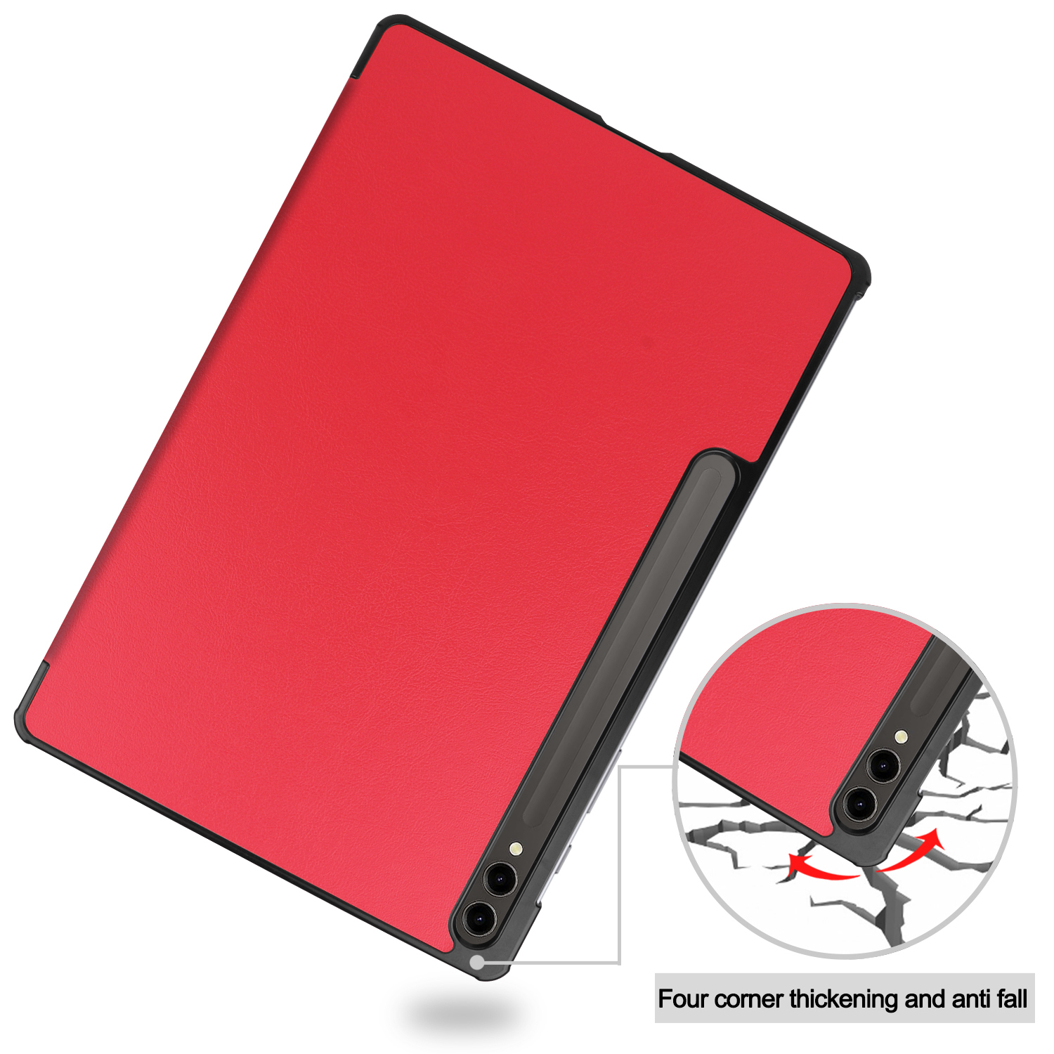 LOBWERK Hülle S9+ Rot Plus für Samsung SM-X816B Kunstleder, 12.4 SM-X810 Bookcover Tab SM-X818U 2023 Schutzhülle Zoll