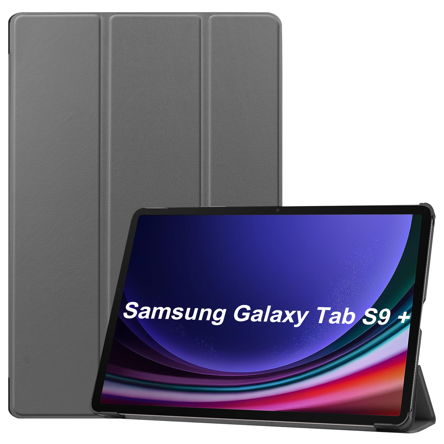 2023 Hülle Samsung 12.4 Grau Zoll SM-X816B Bookcover für SM-X818U Schutzhülle SM-X810 Tab S9+ Plus Kunstleder, LOBWERK
