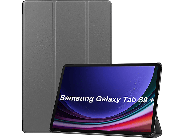 Tab SM-X818U LOBWERK Schutzhülle Plus S9+ Kunstleder, Zoll 12.4 Hülle Bookcover SM-X816B 2023 Grau für Samsung SM-X810