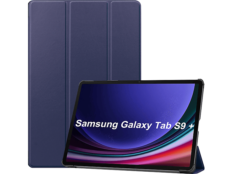 LOBWERK Hülle Schutzhülle Bookcover für Samsung Tab S9+ Plus 2023 SM-X810 SM-X816B SM-X818U 12.4 Zoll Kunstleder, Blau