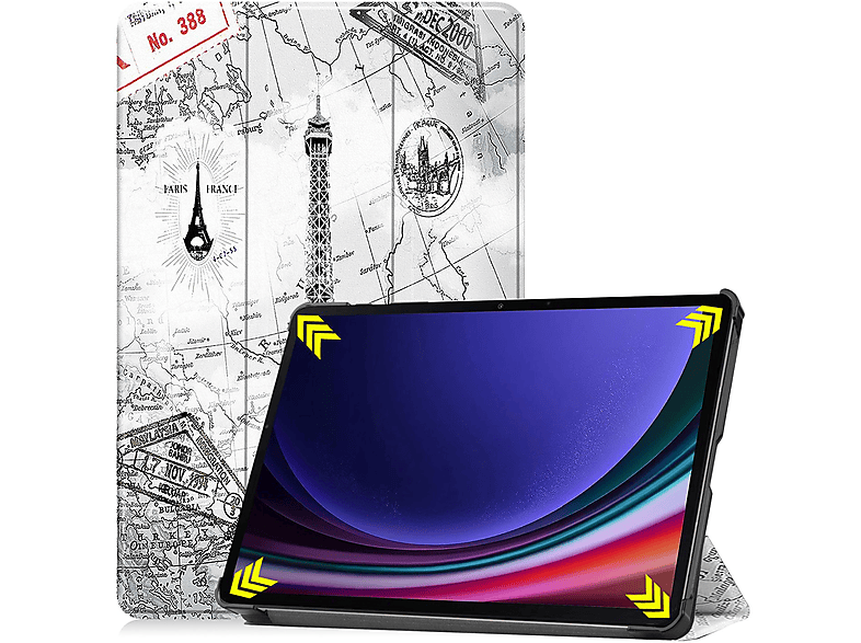 LOBWERK Schutzhülle Bookcover Samsung S9+ SM-X818U Plus Hülle für 2023 Zoll 12.4 Kunstleder, SM-X816B Mehrfarbig Tab SM-X810