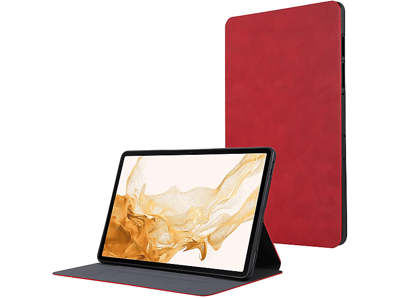 LOBWERK Hülle Schutzhülle Bookcover für Samsung Tab S9+ Plus 2023 SM-X810 SM-X816B SM-X818U 12.4 Zoll Kunstleder, Rot