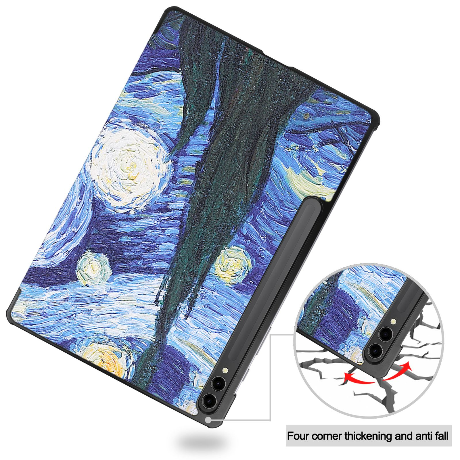 LOBWERK Hülle Schutzhülle Bookcover Tab Samsung Zoll S9+ Mehrfarbig SM-X818U 2023 12.4 Kunstleder, SM-X810 für Plus SM-X816B