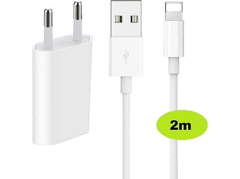 VENTARENT Netzteil USB-Ladegerät für Apple iPhone 14, 13, 12, 11, XR, XS, X, SE, 8 Lightning Ladekabel 2 Meter iPhone Ladekabel Ladegerät Apple, Weiß