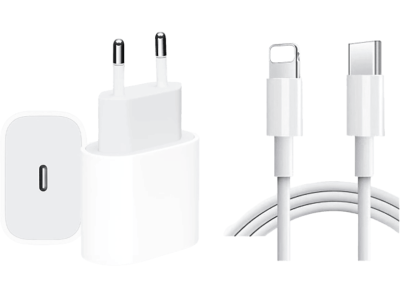 VENTARENT Netzteil 20W USB C Ladegerät für Apple iPhone 14, 13, 12, 11, XR, XS mit Lightning Ladekabel 2 Meter iPhone Ladekabel Ladegerät Apple, Weiß