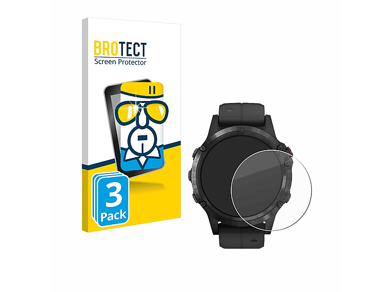 BROTECT 3x 9H klares Schutzglas(für Garmin Fenix 5 Plus (47 mm)) | Smartwatch Schutzfolien & Gläser