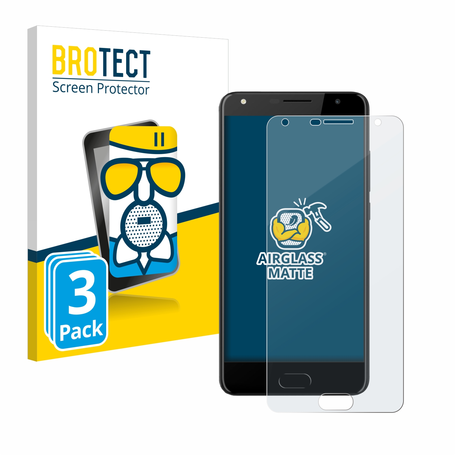 BROTECT 3x Sistem matte Energy Phone Schutzfolie(für 3) Pro Airglass
