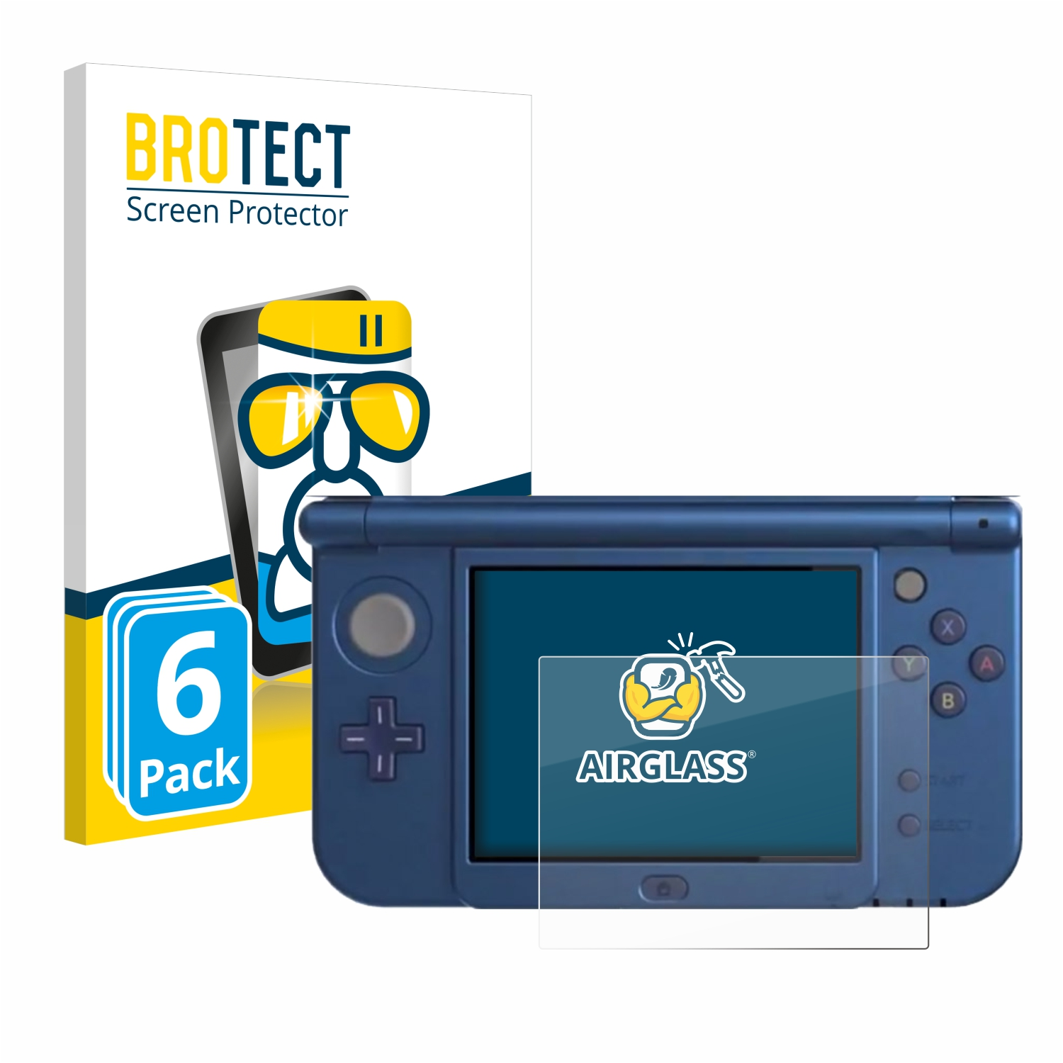 BROTECT 6x Schutzfolie(für Nintendo XL Airglass New klare (Unteres Display)) 3DS