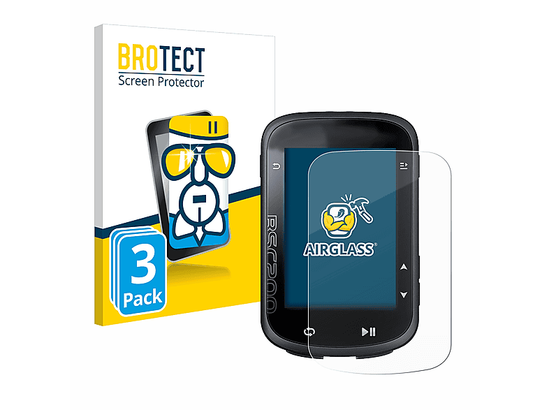 BROTECT 3x Airglass klare Schutzfolie(für igpsport BSC200)