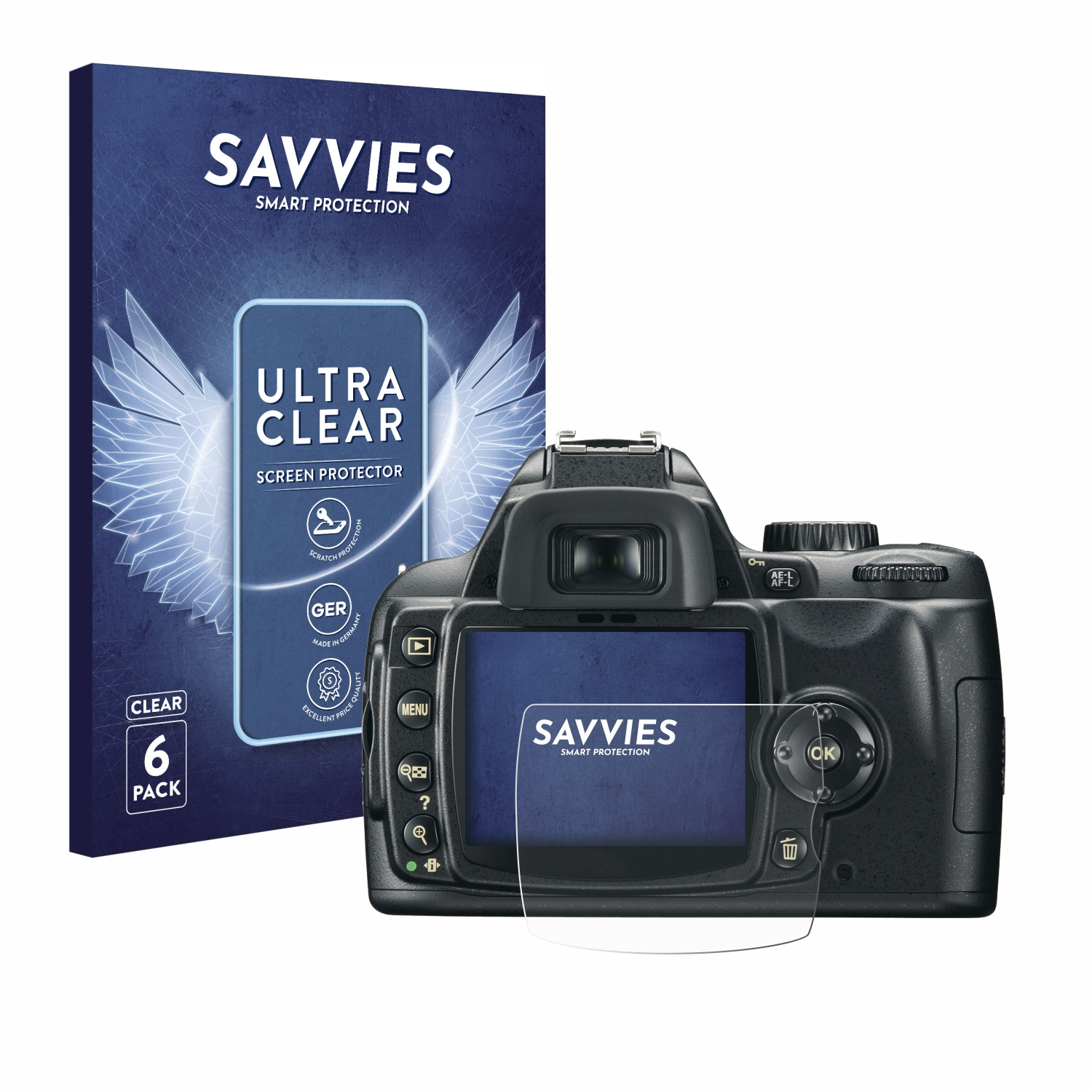 Nikon klare SAVVIES 6x Schutzfolie(für D60)