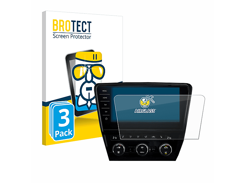 BROTECT 3x Airglass klare Schutzfolie(für Infotainment 245 Octavia Skoda RS System 9.2\