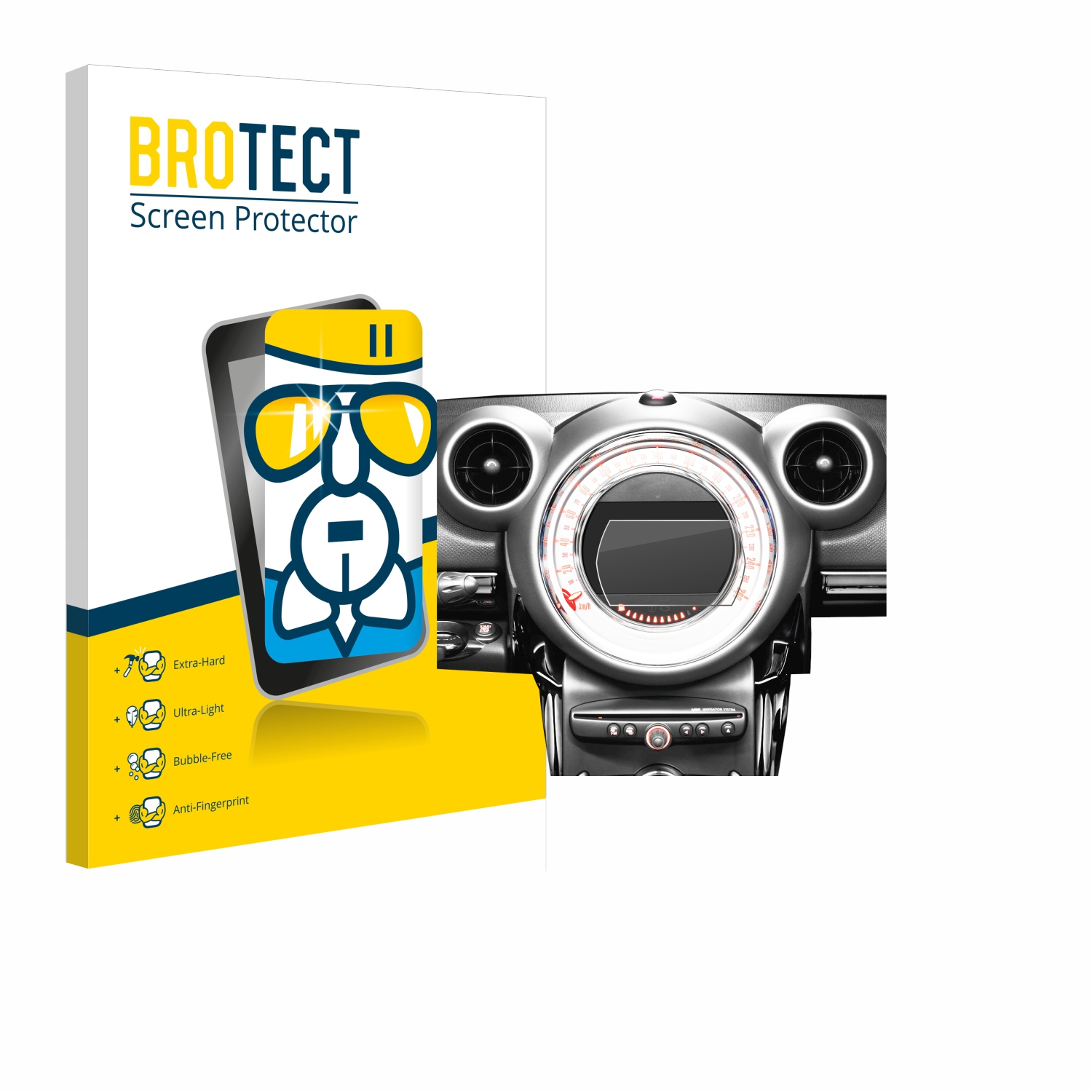 klare System) 2010-2016 BROTECT Mini Airglass R60 Countryman Infotainment Schutzfolie(für