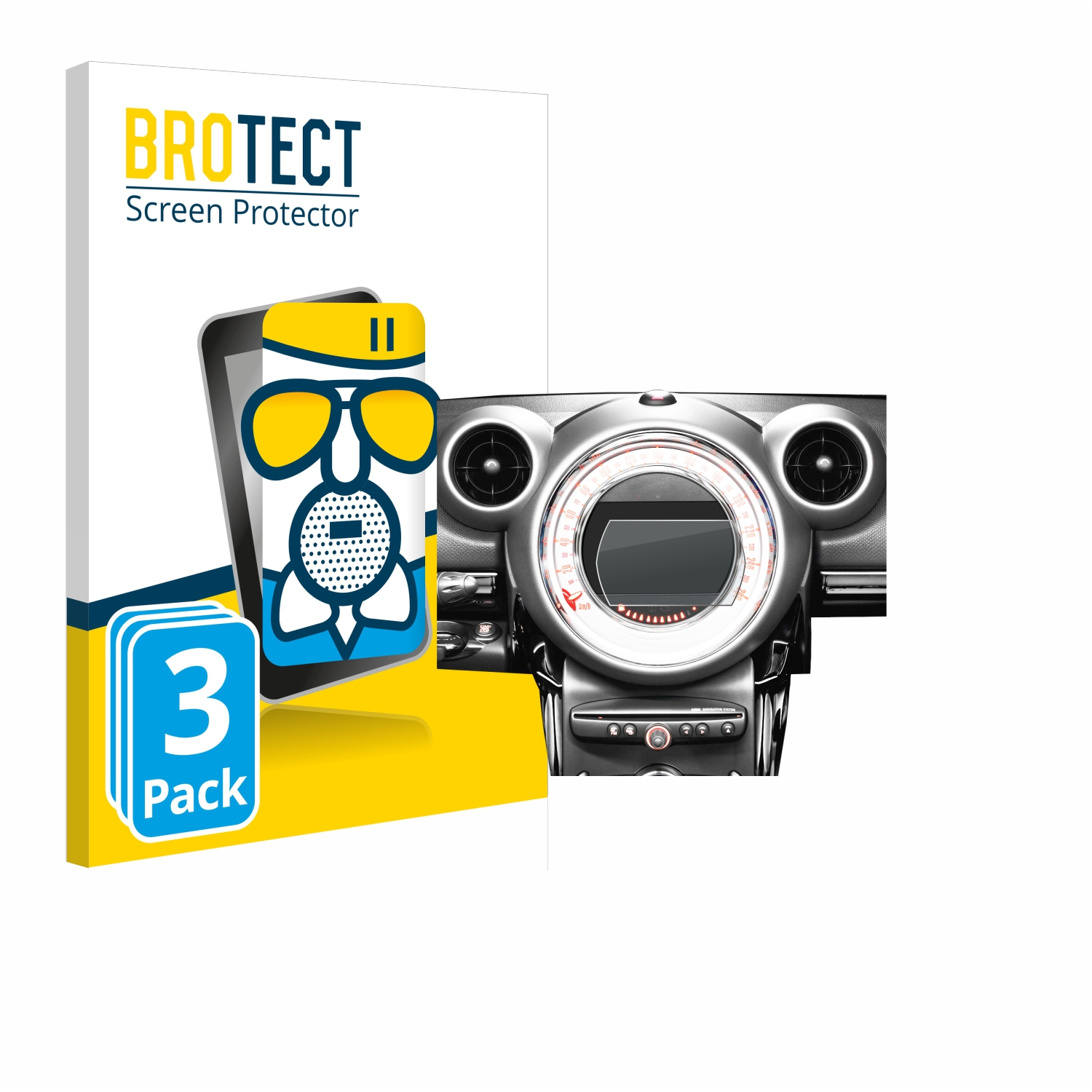 BROTECT 3x Airglass matte Schutzfolie(für 2010-2016 Mini Infotainment R60 System) Countryman