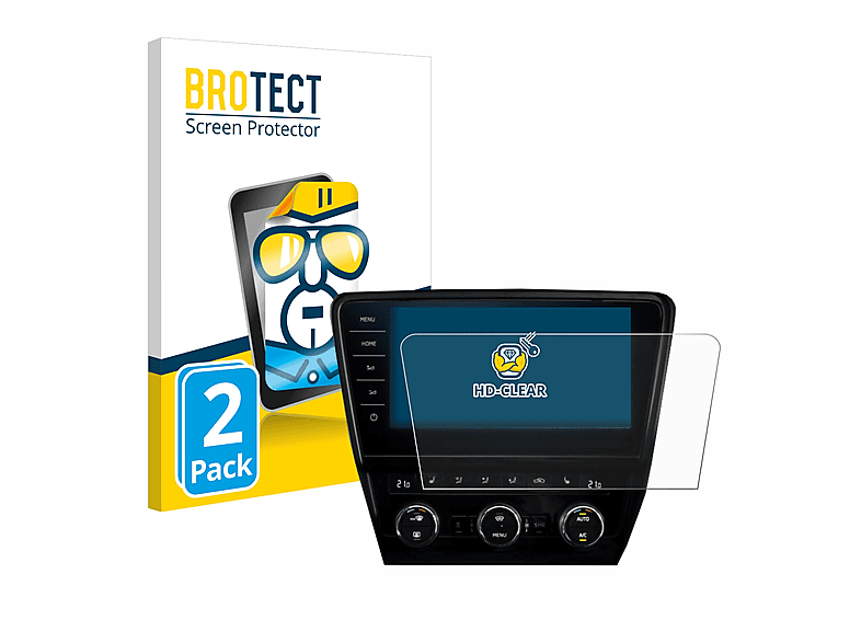 BROTECT 2x klare Schutzfolie(für Skoda Octavia RS 245 2019 Infotainment System 9.2\