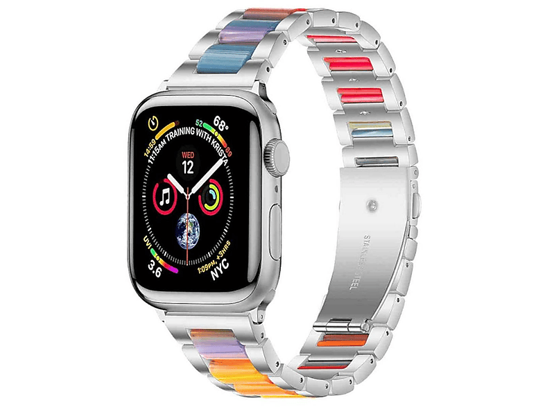 Ersatzarmband, 3 9 Apple, 5 Design 7 Muster Watch Harz Silber 2 40 SE 4 Band, 38mm, WIGENTO 6 8 / 41 / Metall Series / 1 mit