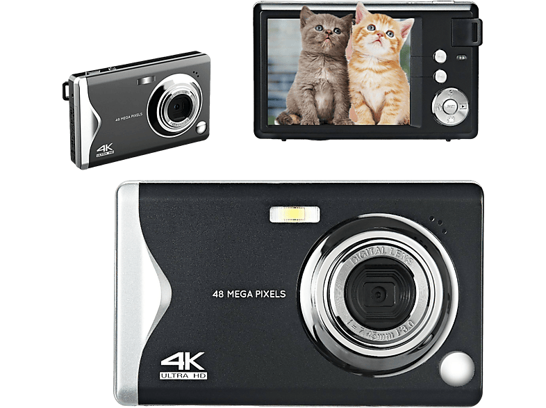 LINGDA 4K 48MP Digital Kamera Schwarz-