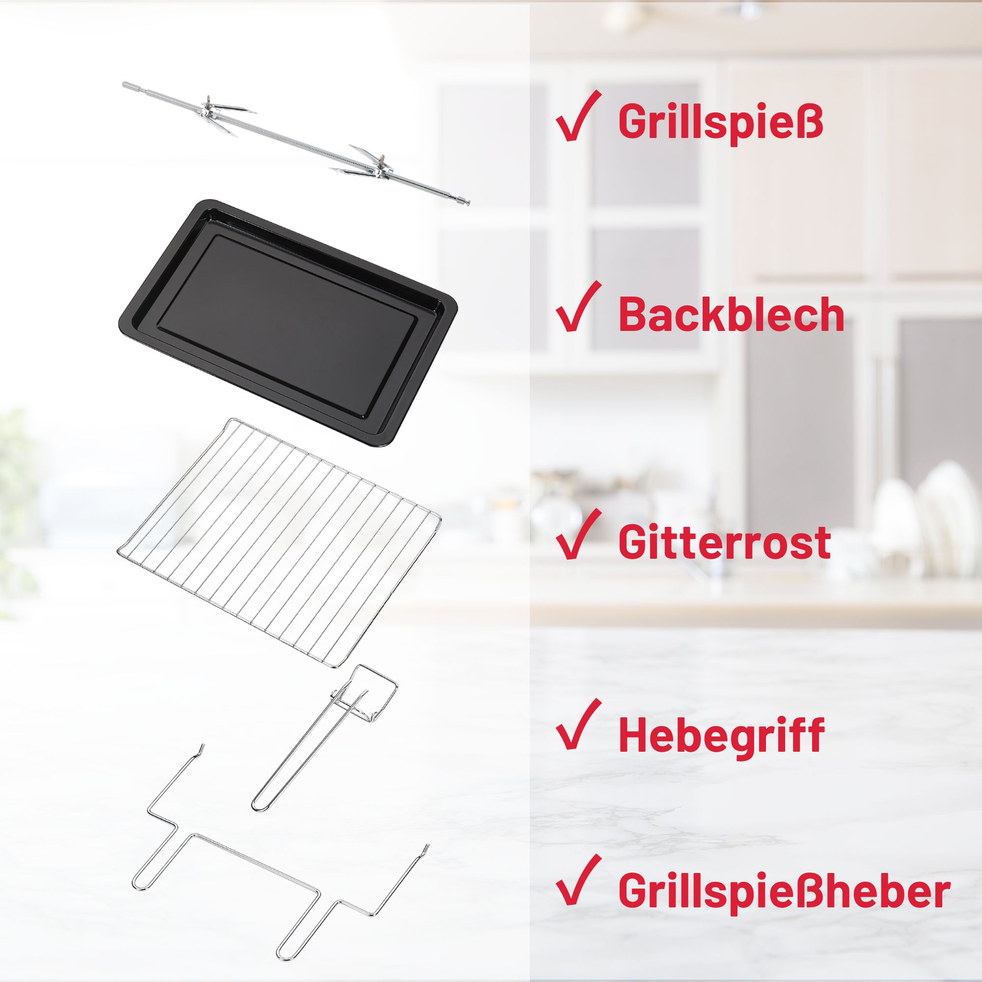 Doppelverglasung, Backblech 1800 50 90°-230°C, Backofen ICQN Umluft, inkl. W, Set Mini Liter,