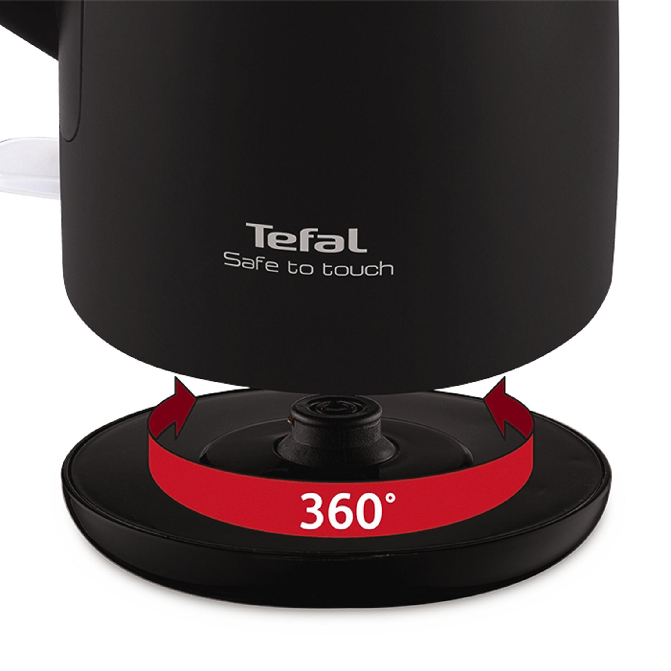 Schwarzer Wasserkocher-Sockel mit roter 360°-Rotationsanzeige.