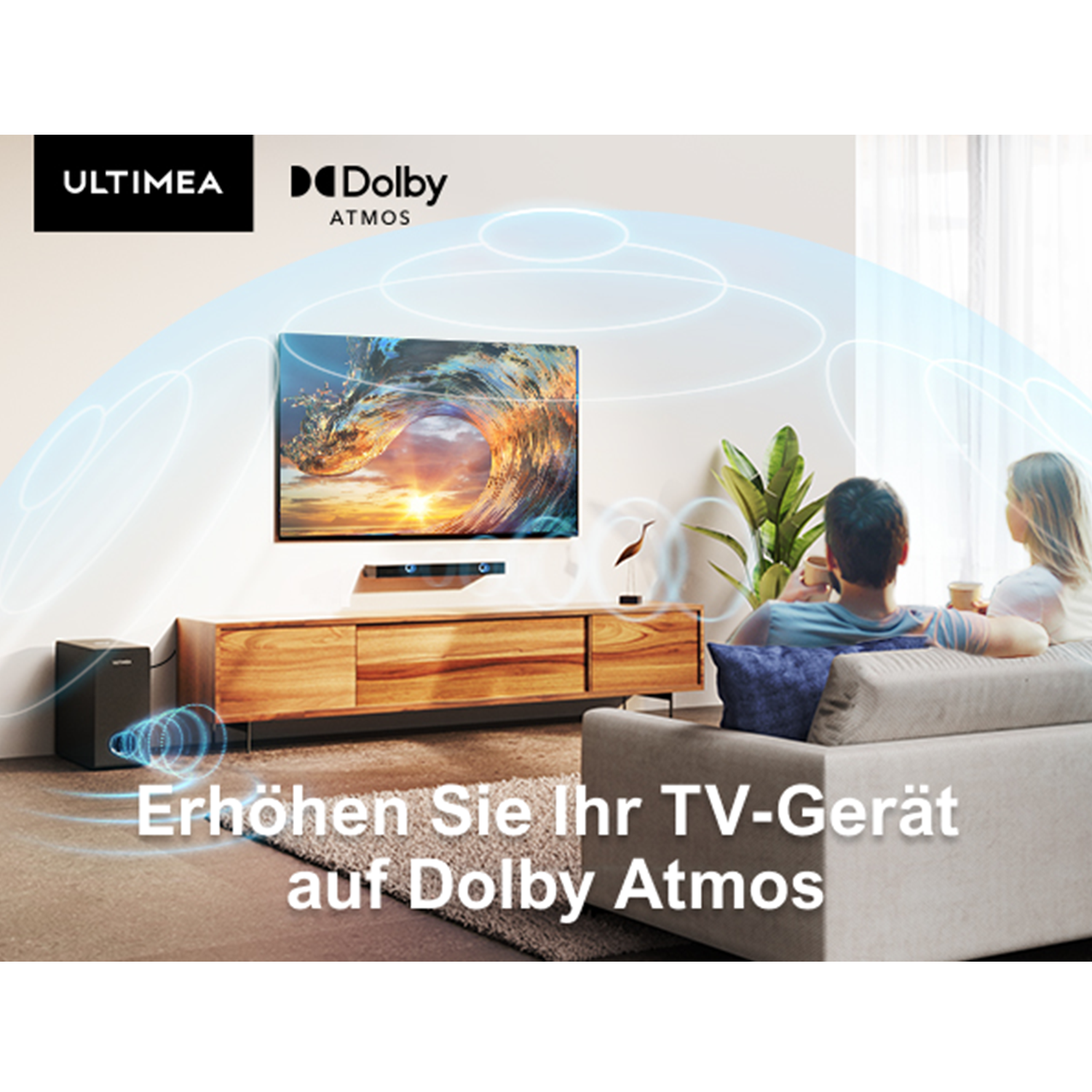Schwarz Atmos Atmos - ULTIMEA mit für Soundbar Nova S50 TV Kanal, Geräte Dolby Soundbar Subwoofer, 2.1 - Dolby
